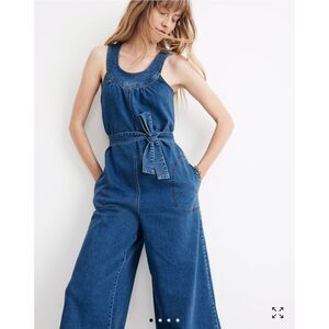 Madewell Denim Halter Wide-Leg Jumpsuit Size 16 NWT